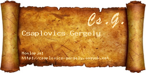 Csaplovics Gergely névjegykártya